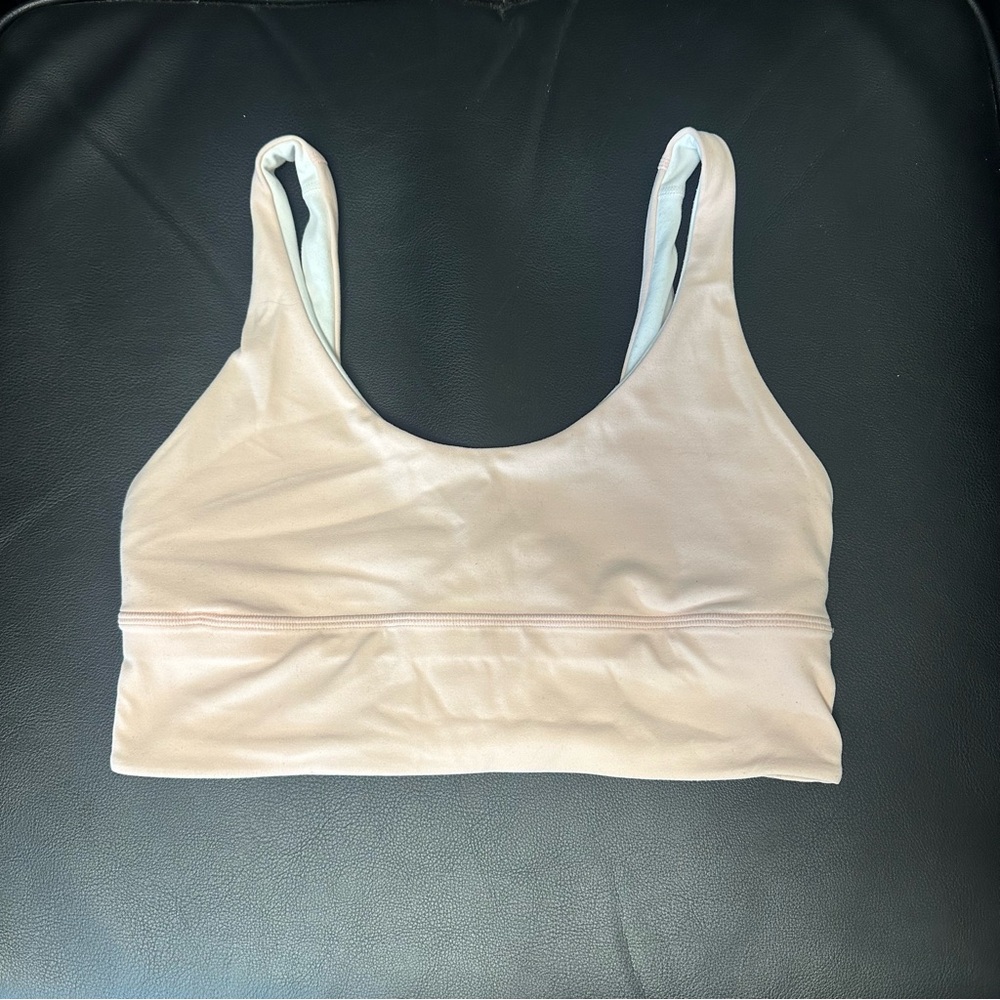 Lululemon Athletica Light Pink White Reversible Sports Bra Size 8